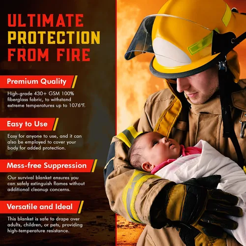 Miniatura 2 de Mart Cobra Manta de emergencia contra incendios para el hogar y la cocina, 1 paquete, mantas de emergencia para seguridad en el hogar, 40 x 40