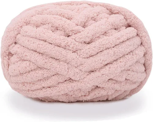 Hilo de felpilla de punto grueso para mantas de tejer a mano, súper suave para mantas grandes jumbo (color rosa claro)