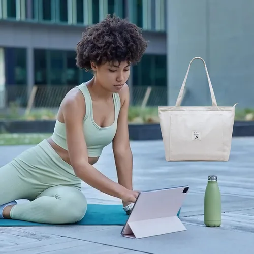 Miniatura 6 de Bolsas de yoga WLLWOO WLLWOO para mujeres con porta-mats de yoga, bolsa de lona para llevar, para pilates, para el hombro, para viajes, oficina