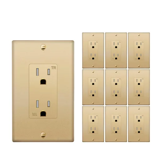 Miniatura 10 de Micmi Toma de corriente decorativa de 15 A, resistente a manipulaciones, toma de corriente eléctrica decorativa, 15 amperios, 125 voltios, conexión