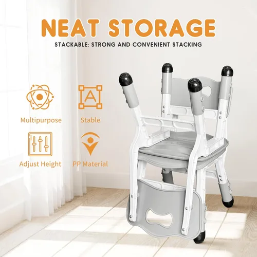 Miniatura 3 de Silla para niños de altura ajustable, sillas para niños de 2 a 8 años con fundas para pies para el hogar, aula, jardín de infantes y lugares