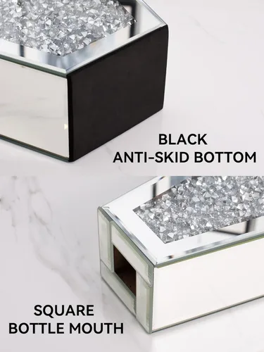 Miniatura 3 de Jarrón de flores con diamantes triturados, jarrones de espejo plateado para centros de mesa, jarrón de cristal brillante decorativo para decoración