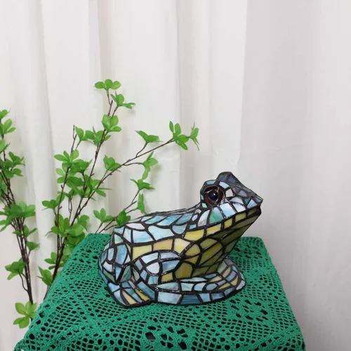 Miniatura 5 de Bieye L10829 Lámpara de Mesa de Rana Estilo Tiffany Vidrio Manchado Luz de Acento Nocturna para Decoración del Hogar Guardería Mesita de Noche