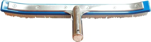 Miniatura 4 de Cepillo de piscina de 18 pulgadas (curvado) con parte trasera y mango de aluminio, cerdas de nailon, cuerpo de cepillo azul, cerdas transparentes