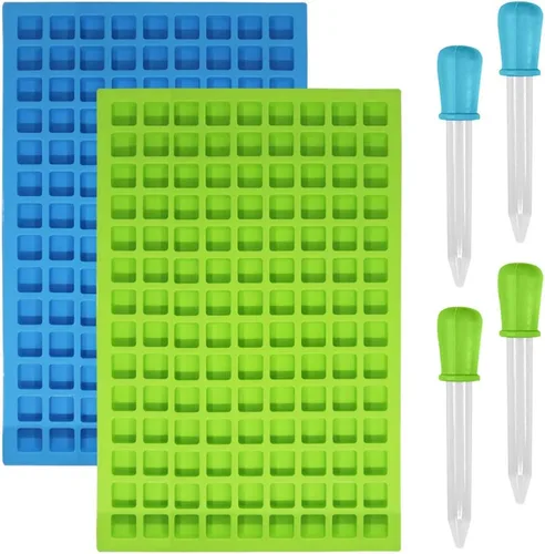 SENHAI 2 paquetes de moldes cuadrados de silicona, 126 cavidades flexibles y antiadherentes para cubitos de hielo, moldes de gelatina de chocolate