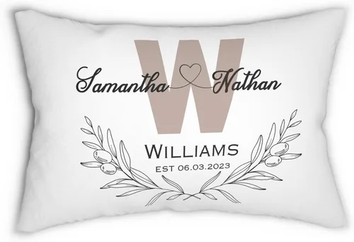 Miniatura 23 de Funda de almohada personalizada para boda con nombres de la pareja y fecha personalizada, almohada con monograma para aniversario de boda, Design #17