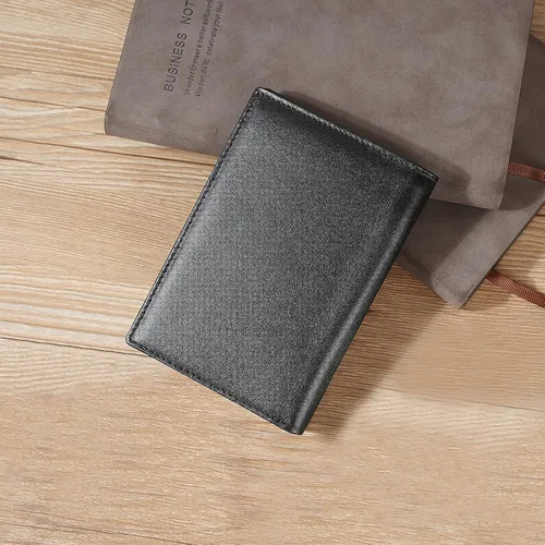 Miniatura 5 de Polare - Cartera de cuero con bloqueo RFID funcional para pasaporte, Negro -, Cartera con bloqueo RFID