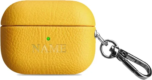 Miniatura 6 de Funda de cuero con iniciales personalizadas para Apple Airpods Pro de 2ª generación, funda vegana de lujo con llavero y letras en relieve con nombre