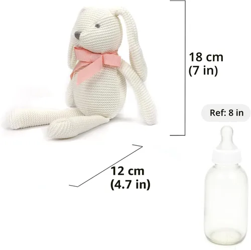Miniatura 2 de FLUFFYFUN Juguete de peluche de conejo blanco de algodón 100% orgánico, 7.1 pulgadas, animal de peluche para recién nacido Conejito blanco