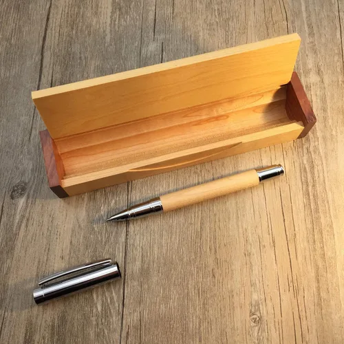 Miniatura 4 de LACHIEVA LUX Juego de bolígrafos de madera de arce natural, bolígrafo de madera de primera calidad con repuesto Schneider alemán, instrumento