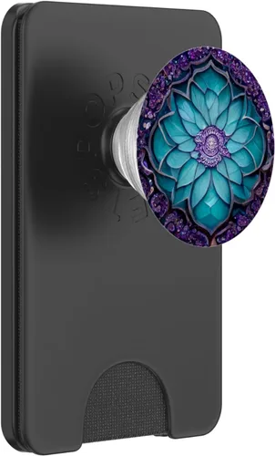 Miniatura 7 de PopSockets intercambiables con patrón de mandala morado verde azulado