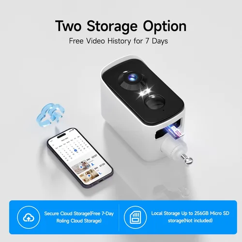 Miniatura 6 de fanxiang Cámara de seguridad inalámbrica 2K con batería recargable para exteriores, WiFi, rotación panorámica de 300°, detección de movimiento AI