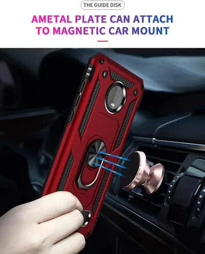 Miniatura 3 de Funda de grado militar para Motorola Moto Z4, Moto Z4 Play Case 360 Metal giratorio anillo soporte soporte magnético para coche Armadura resistente