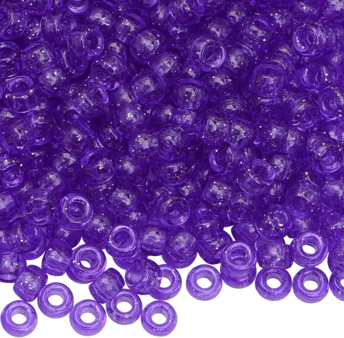 Miniatura 32 de 1000Pcs Cuentas de Pony 9mm Verde Plástico Barril Cuentas de Pony para Collar, Cuentas de Pelo para Trenzas, Cadena de Llavero, Fabricación