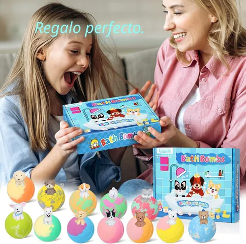 Miniatura 7 de Bombas de baño para niños con juguetes adentro para niñas y niños, paquete de 12 bombas de baño para niños con set de juego de simulación de perro