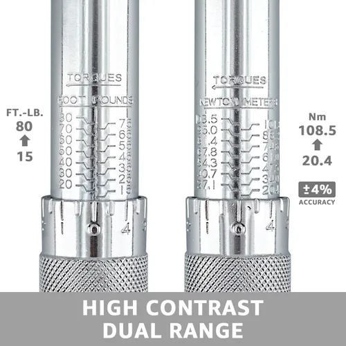Miniatura 5 de Amazon Basics Llave dinamométrica de clic de accionamiento de 3/8 pulgadas - 15-80 ft.-lb, 20.4-108.5 Nm