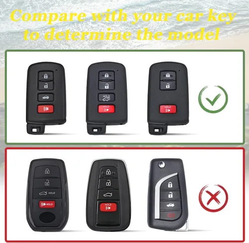 Miniatura 2 de WJS Funda para llavero de automóvil, compatible con Toyota Avalon Camry Corolla RAV4 Highlander Sequoia 2011-2019 (negro)