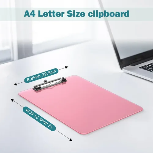 Miniatura 4 de Paquete de 6 portapapeles de color, tablero de plástico transparente A4 de 8.5 x 11 pulgadas para aula, estudiantes, niños, mujeres, tamaño 9 x 12.5