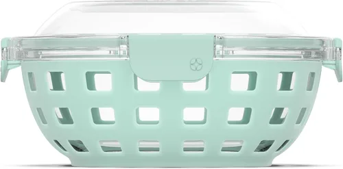 Miniatura 8 de Ello Duraglass - Recipiente de vidrio para preparación de comidas, 4 tazas, con funda de silicona y tapa de plástico hermética sin BPA, apto para 4