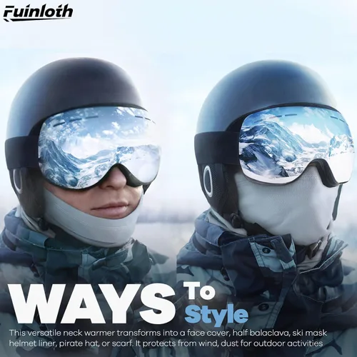 Miniatura 6 de Fuinloth Paquete de 2 polainas de invierno para el cuello, bufanda calentadora de forro polar para clima frío para hombres y mujeres