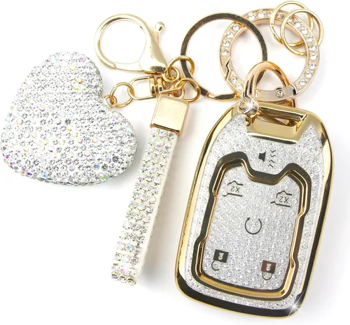 Miniatura 10 de Funda para Llavero con Llavero de Diamante Compatible con Chevy GMC Yukon/Yukon XL Portallaves de Coche Compatible con Chevrolet Terrain Acadia