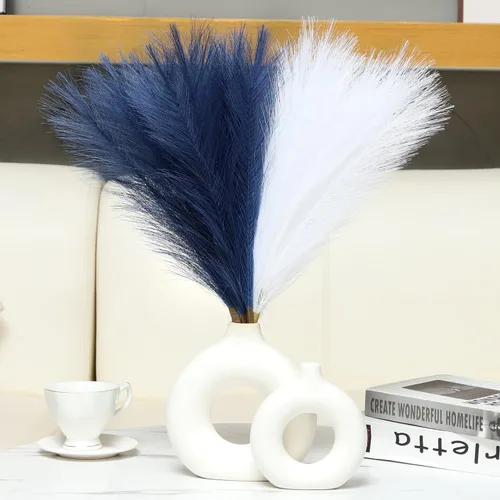 Miniatura 37 de Ureymx Hierba de Pampas Artificial Decorativa 17.7 Pulgadas 30pcs, Arreglo Floral de Hierba de Pampas y Relleno de Jarrón Hierba de Pampas Azul