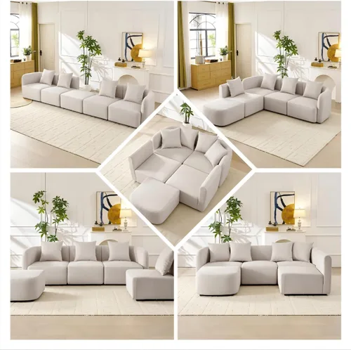 Miniatura 5 de Sofá modular de 118 pulgadas con otomana, sofá seccional de asiento profundo para sala de estar, sofá en forma de L para apartamento, cómodo sofá