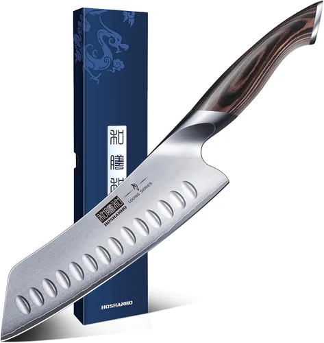 HOSHANHO - Cuchillo de chef japonés de 7 pulgadas, cuchillo de cocina ultraafilado de acero inoxidable de alto carbono, cuchillos Santoku
