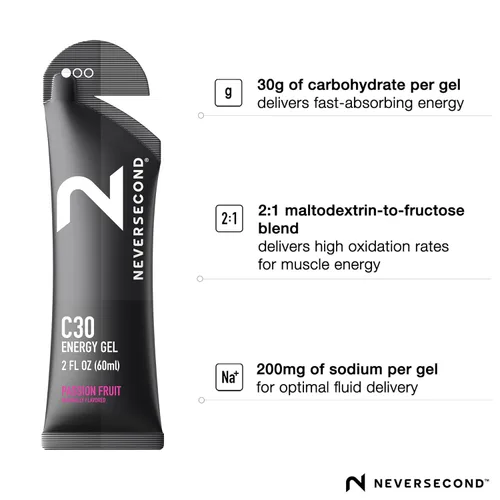 Miniatura 3 de Neversecond Gel energético C30, nutrición e hidratación de rendimiento, gel energético Never2 para ultra triatlones, ciclismo y maratones