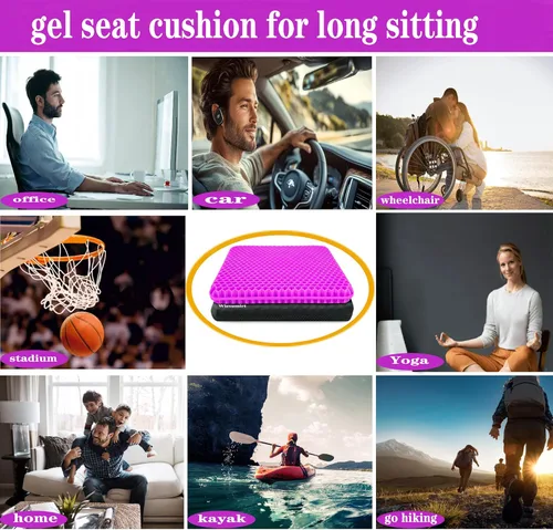 Miniatura 7 de Cojín de asiento de gel de tamaño grande para sentarse prolongadamente, extra grande y grueso, cojín de asiento para espalda, cadera, ciática