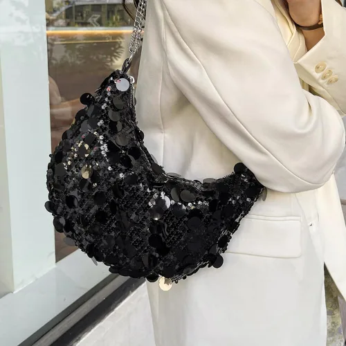 Miniatura 4 de Bolso de noche con lentejuelas brillantes para mujer, bandolera y bandolera para fiesta, graduación, boda