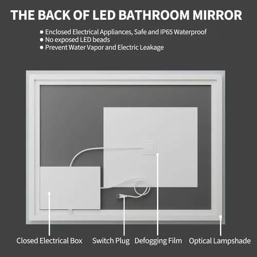Miniatura 9 de Koonmi - Espejo de baño LED de 20 x 28 pulgadas, retroiluminación + iluminación frontal, espejo de baño LED con luces para pared, 3