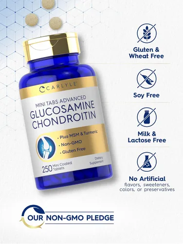 Miniatura 4 de Carlyle Glucosamina Condroitina MSM 250 Mini Tabletas Fórmula avanzada con cúrcuma Sin OMG, sin gluten