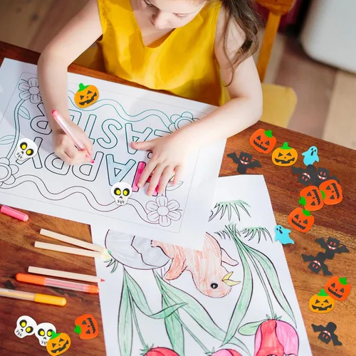 Miniatura 3 de Kleeblatt Borradores de Halloween para niños, 90 unidades, 6 estilos, mini golosinas divertidas de Halloween sin dulces, recuerdos de fiesta