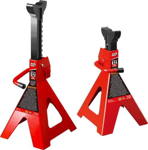 Big RED Soportes para gatos de 12 toneladas con bloqueo de altura ajustable a 28.15 pulgadas, apto para automóviles, SUV y la mayoría de