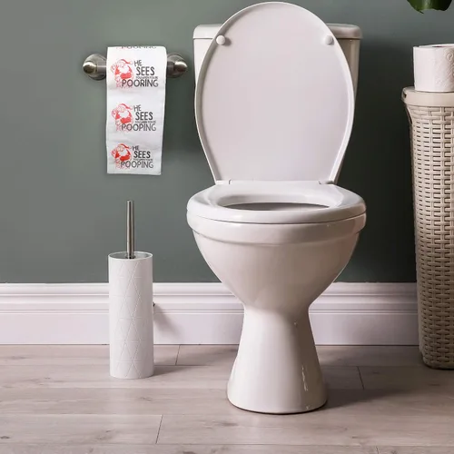 Miniatura 4 de Rollo de papel higiénico navideño con texto en inglés «He Sees You When You're Pooping», divertido papel higiénico, divertido regalo de Feliz