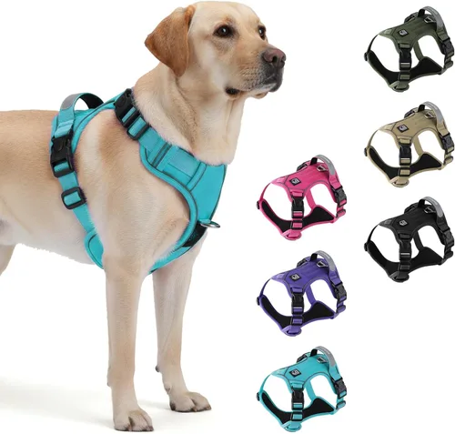 Miniatura 10 de Arnés táctico resistente para perros pequeños, arnés para perro sin tirones con asa y clip frontal, acolchado suave reflectante, panel de , chaleco