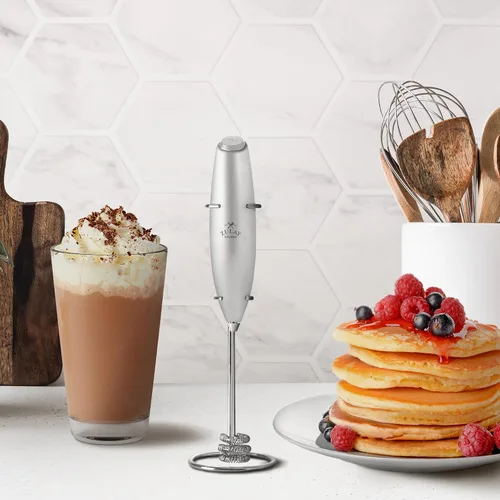 Miniatura 602 de Zulay Milk Boss Espumador de leche potente manual, hace espuma para latte, batidor para mezclar bebidas, café, miniespumador para capuchino, frappé