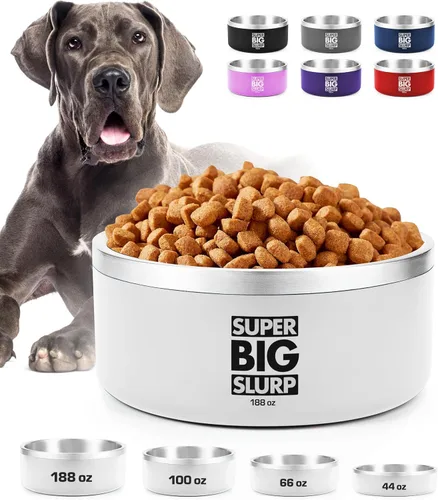 Miniatura 20 de Tuff Pupper Cuenco de acero inoxidable aislado resistente de 100 onzas para perros grandes, base antideslizante, apto para lavavajillas Rosa Punch