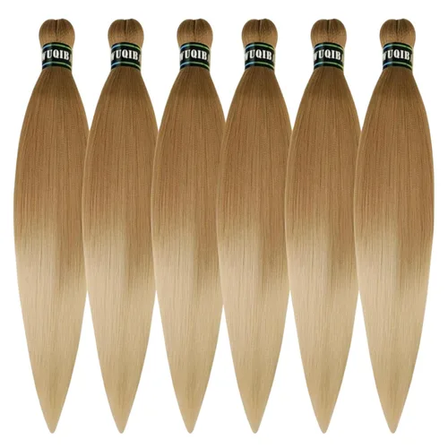 Miniatura 62 de Cabello trenzado verde azulado preestirado, hipoalergénico, sintético, color azul aguamarina, para trenzas y giros, extensiones de cabello largo