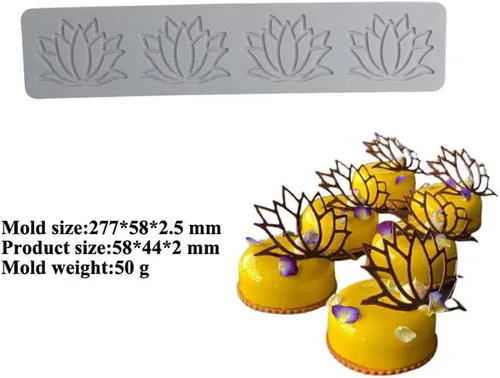 Miniatura 3 de Molde de encaje de silicona, moldes de encaje en relieve de flor de loto, impresión de encaje para tartas para decoración de cupcakes, tapete