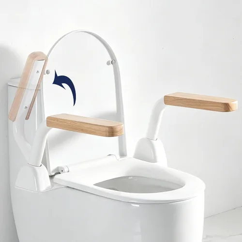 Miniatura 11 de Rieles de seguridad para inodoro para personas mayores, mango de inodoro plegable que ahorra espacio, rieles de soporte de inodoro para personas Gris