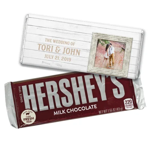 Barras de chocolate personalizadas para recuerdos de boda rústicos (paquete de 12)