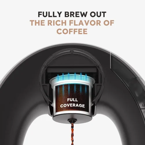 Miniatura 6 de Pod and Grounds - Cafetera de una sola porción, 2 en 1, de una taza, compatible con cápsulas K-Cup y café molido/té, diseño compacto, 4-8 onzas, gris