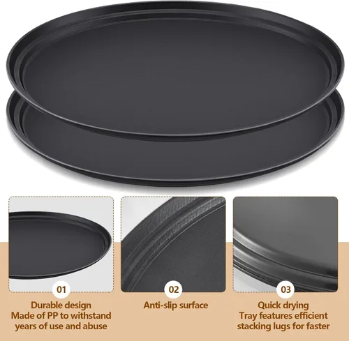 Miniatura 5 de FillTouch 2 bandejas ovaladas grandes con forro de goma de polipropileno para cocina, comedor, cafeterías, servicio de comida rápida