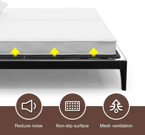 Miniatura 5 de Caja de resorte plegable, transpirable, minimiza el ruido, resistente a la humedad, soporte de cama de perfil bajo, cama doble grande de 0.394 in