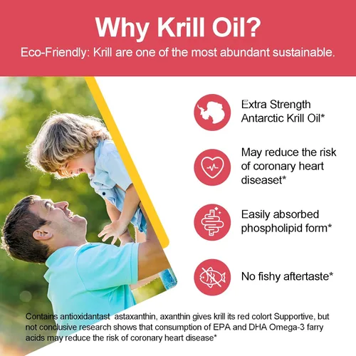 Miniatura 5 de JulyDeer 2 botellas de aceite de krill antártico de 1000 mg con omega-3 EPA, DHA, astaxantina y fosfolípidos, 60 cápsulas blandas, sin regusto a 2