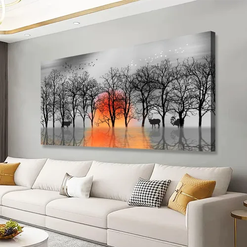 Miniatura 32 de Arte de pared de paisaje, impresiones en lienzo de paisajes naturales, decoración del hogar, bosque verde, pintura de árboles para sala de estar