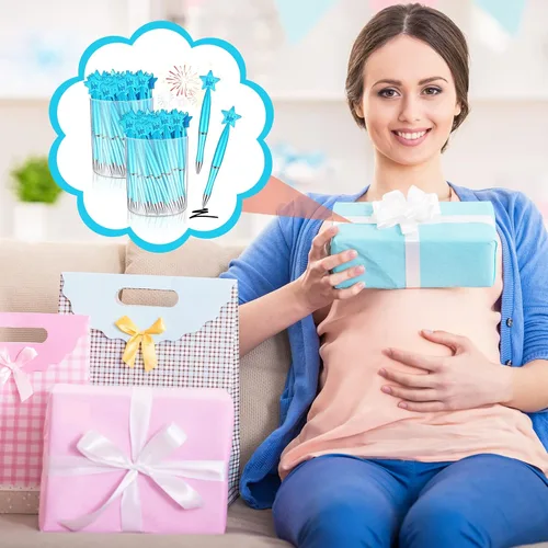 Miniatura 6 de Outus 48 bolígrafos azules para baby shower, bolígrafos a granel It's a Boy Favors Baby Supplies para invitados, regalos de anuncio de nacimiento