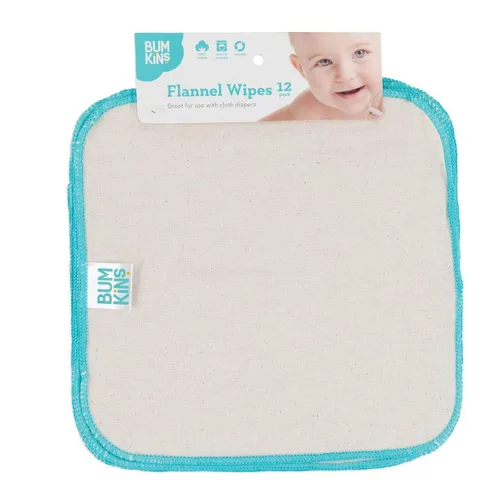 Miniatura 4 de Bumkins Toallitas reutilizables de franela para bebé, 12 unidades, naturales